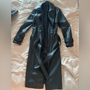 Faux Leather Trench Coat Excellent Condition